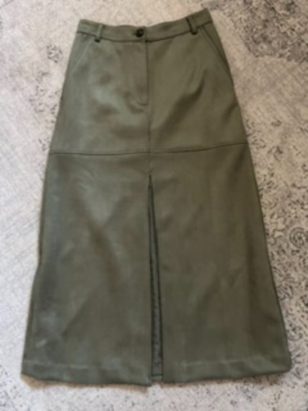 LOFT Olive Green Midi Skirt Front Slit Women's 00